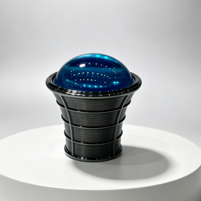 Luxury Black Brushed Zamac Perfume Cap With Blue Crystal Dome Top