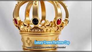 Crown Shape Zamac Perfume Cap with Inlaid Red Rhinestone