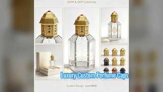 Luxury Gold Pagoda Perfume Cap Custom Zamac Bottle Lids